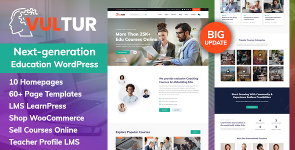 Coach Online Courses & LMS Education WordPress – Vultur