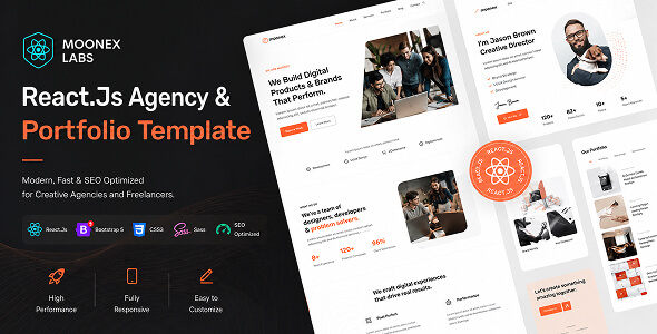 Moonex – Creative Agency & Portfolio React Js Template