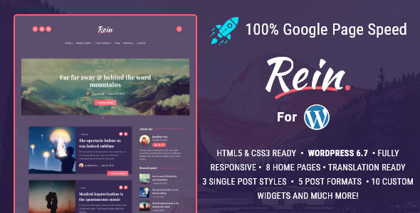 Rein – Minimal Lightweight Dark Theme for WordPress
