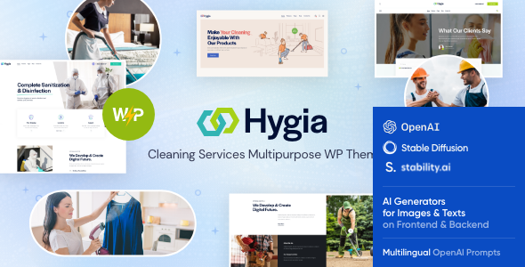 Hygia – Cleaning Company & Laundry Services WordPress Theme + Shop