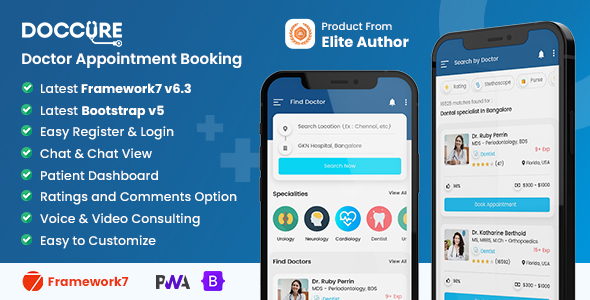 Doccure – Doctor Appointment, Healthcare & Medical PWA Mobile Template