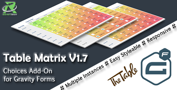 Table Matrix for Gravity Forms – Multiple Choice Field Add-On