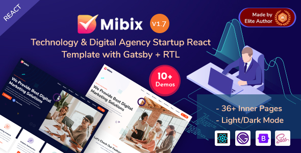 Mibix – Gatsby React Tech Startup & Digital Services Template