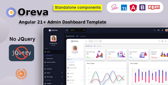 Oreva – Angular 21+ Admin Dashboard Template + UI Kit