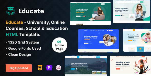 Educate – University, Online Courses, School & Education Template