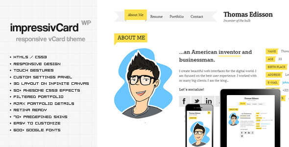 impressivCard WP – Responsive vCard WordPress Theme
