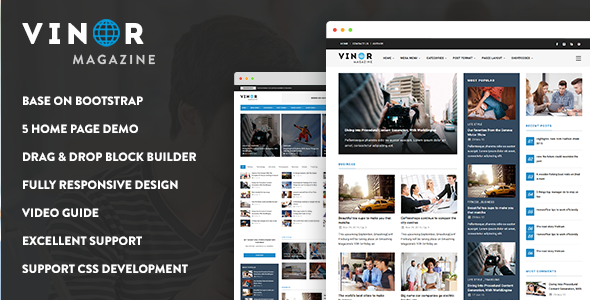 Vinor – Responsive Magazine News Drupal 10 Theme