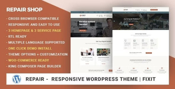 Phone, Computer Repair Shop Responsive WordPress Theme – Fixit
