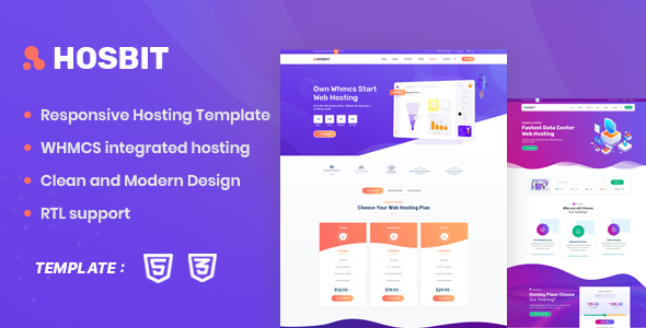 Hosbit – WHMCS & Hosting HTML5 Template