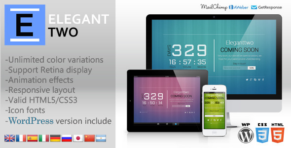 ElegantTwo – Animation Responsive Coming Soon Page
