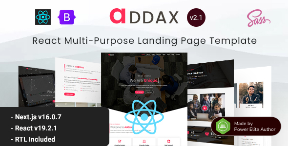 Addax – React Nextjs 16 Landing Page Template