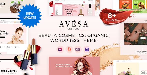 Avesa – Beauty, Cosmetics Store Elementor WooCommerce WordPress Theme (08+ Indexes + Mobile Layout)