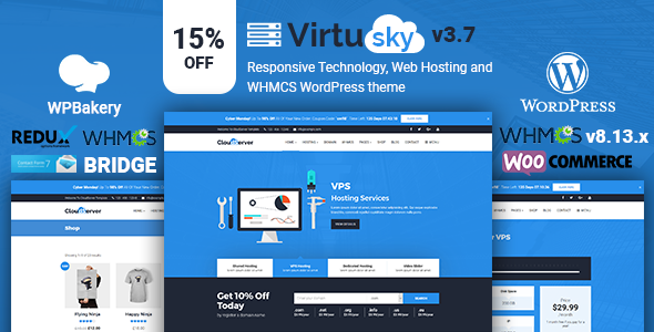 VirtuSky – Responsive Web Hosting and WHMCS WordPress Theme