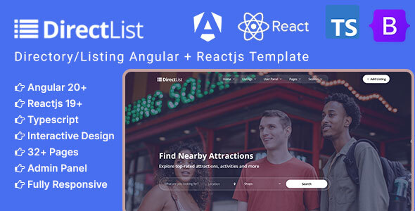 Directlist – Directory & Listing Angular – Reactjs Template