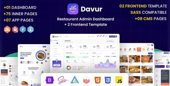 Davur – Restaurant Admin Dashboard + 2 Frontend Template