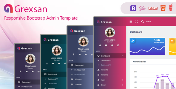Grexsan – Bootstrap 4 Admin Dashboard Template