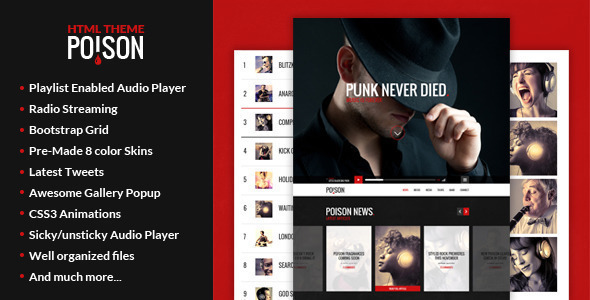 Poison – Music HTML One Page Template