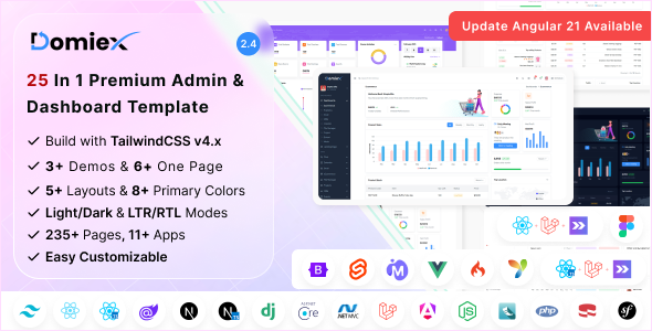 Domiex – Admin & Dashboard Template