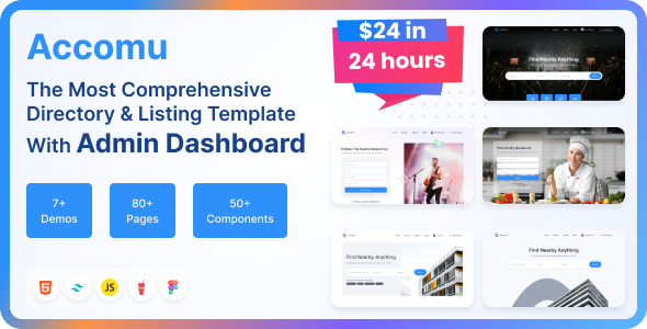 Accomu – Tailwind Directory & Listings Template