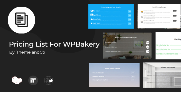 Pricing List For WPBakery Page Builder