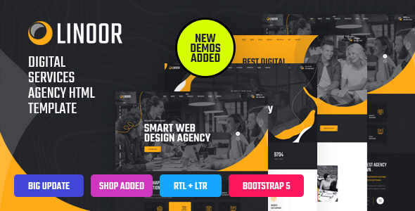 Linoor – Digital Agency Services HTML Template