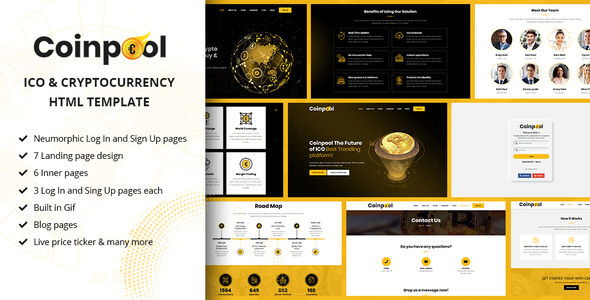 Coinpool – ICO, Bitcoin And Crypto Currency HTML Template