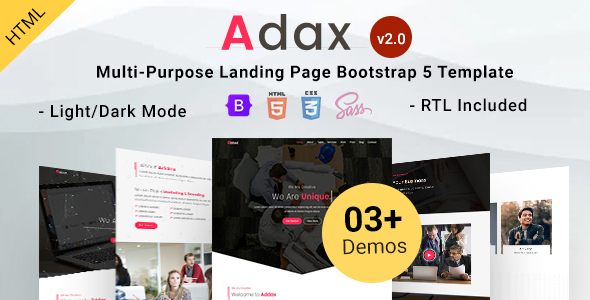 Addax – Multi-Purpose Landing Page Bootstrap 5 Template