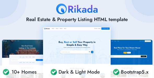 Rikada – Modern Real Estate HTML Template with Light & Dark Mode