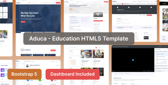 Aduca – Education HTML Template with Dashboard And RTL Ready