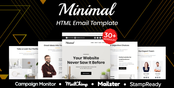 Minimal – Multipurpose Responsive Email Template 30+ Modules Mailchimp