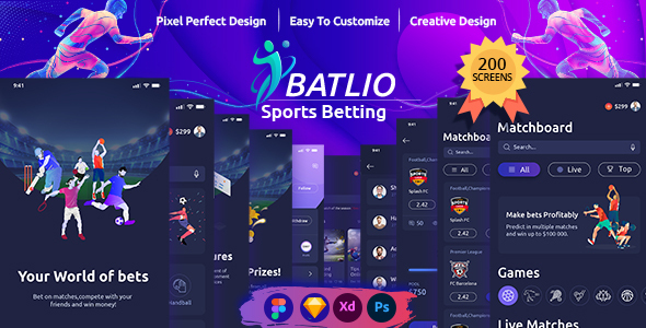 Betlio – Sports Betting App UI Kit