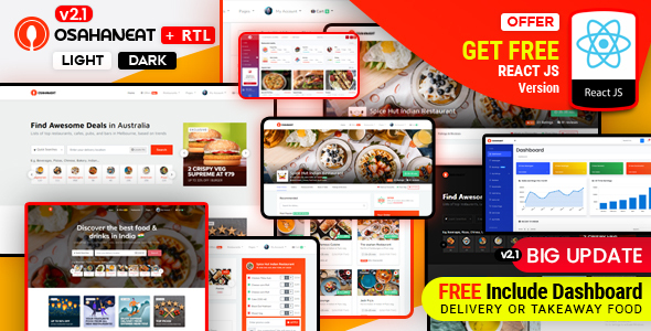 Osahan Eat – Online Food Ordering Website HTML, React Template