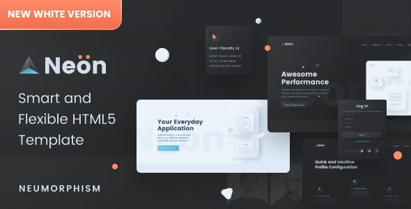 Neon – Neumorphic Mobile App Website Template