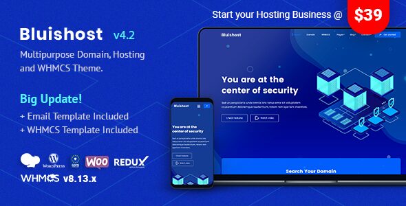 Bluishost – Responsive Cloud & Web Hosting Themes with WHMCS Integration