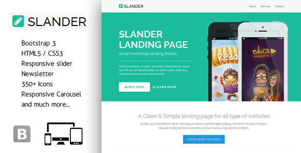 Slander – Responsive Bootstrap HTML5 Landing Page