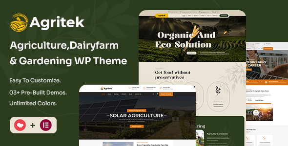 Agritek – Agriculture, Dairyfarm and Gardening WordPress Theme