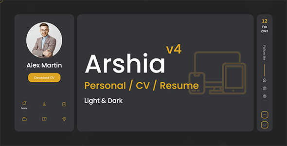Arshia – Personal, portfolio, vCard and resume template