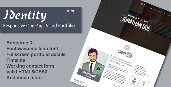 Identity – Responsive One Page Vcard Portfolio
