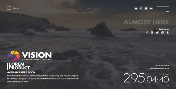 VISION – Creative Template For Coming Soon Page