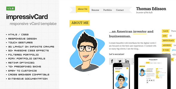 impressivCard – Responsive vCard HTML Template