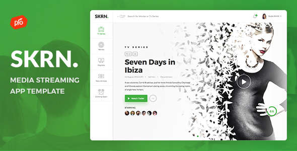 SKRN – Media Streaming App HTML Template