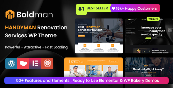 Boldman – Handyman Renovation Services WordPress Theme + RTL