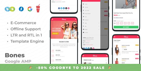 Bones – AMP E-Commerce Mobile Template
