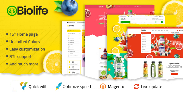 Biolife – Organic Food Magento 2 Theme – RTL Supported