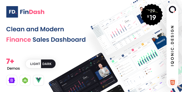 FinDash – Finance Sales Admin Dashboard Template (Vue, HTML)
