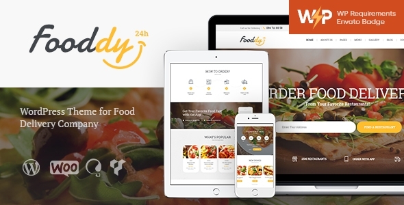 Fooddy 24/7 – Food Delivery Takeout WordPress Theme + Elementor + RTL