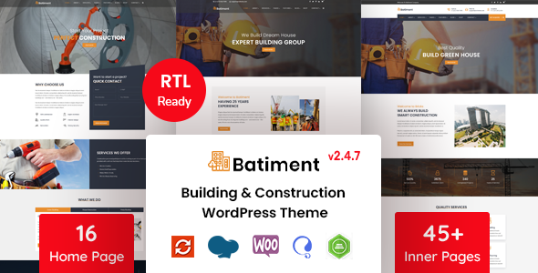 Batiment – Construction & Building  WordPress Theme
