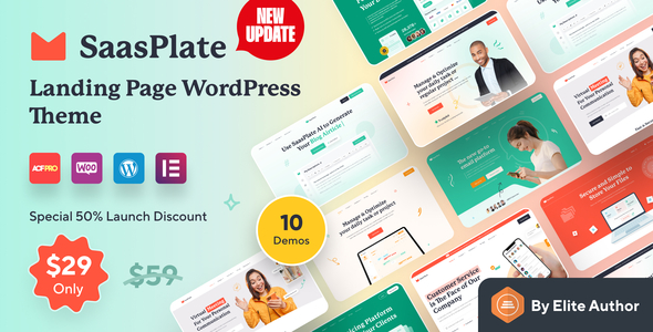 SaasPlate –  Creative SaaS and App Landing WordPress Theme