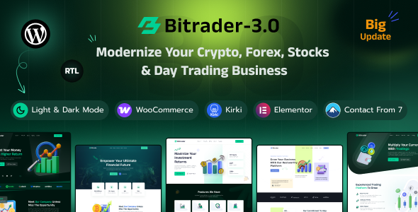 Bitrader – Crypto, Stock and Forex Trading Business WordPress Theme