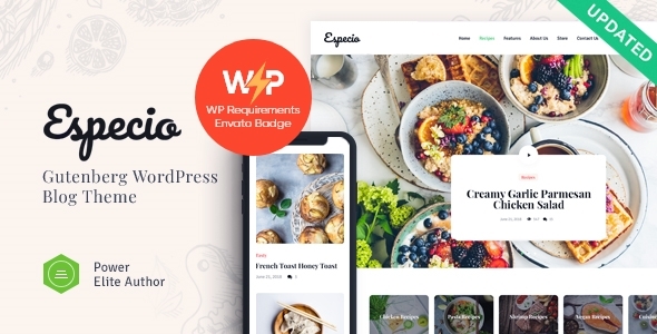 Especio – Gutenberg Food Blog WordPress Theme